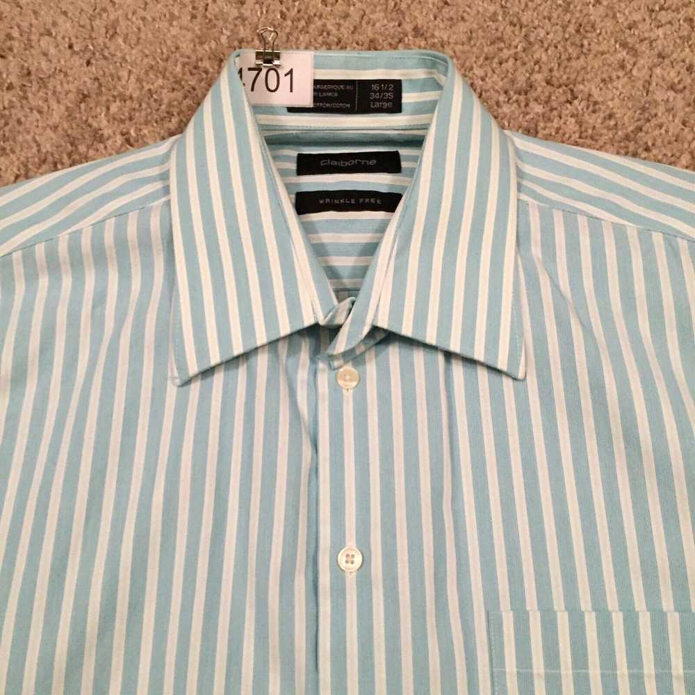 Vintage Claiborne Shirt Mens Large Blue Striped L… - image 3