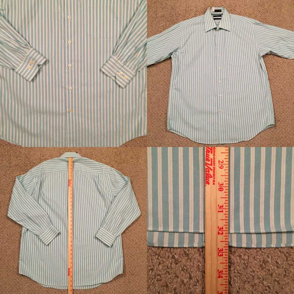 Vintage Claiborne Shirt Mens Large Blue Striped L… - image 4