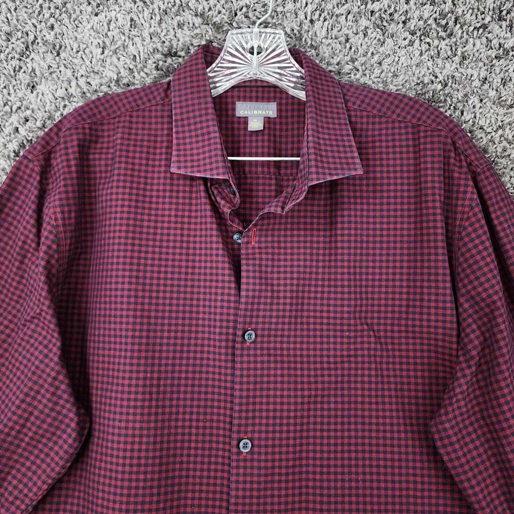 Vintage Calibrate Mens Red Plaid Long Sleeve Non … - image 3