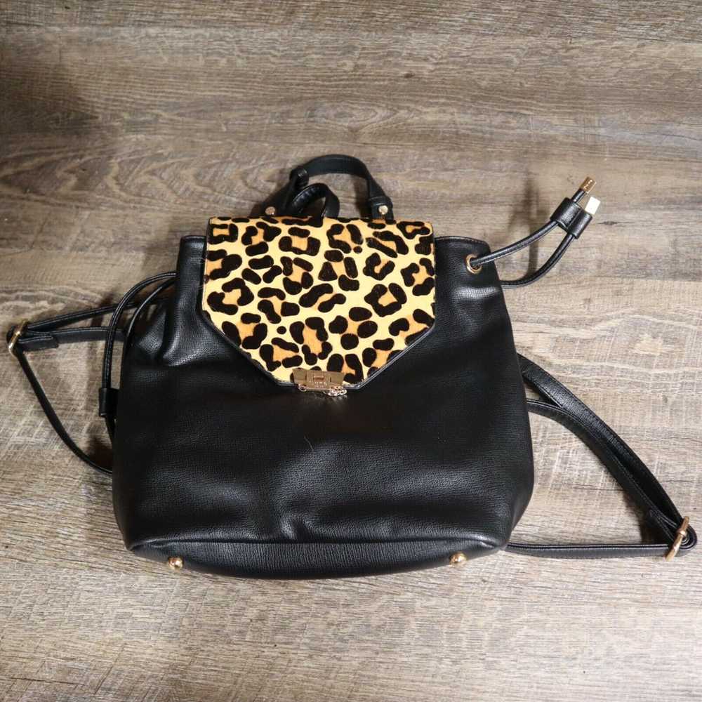 Vintage Dune London Leather Black Leopard Print B… - image 1