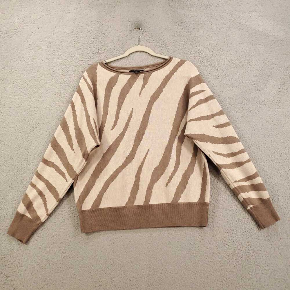 Vintage Tahari Sweater Womens Large Tan Taupe Ani… - image 1