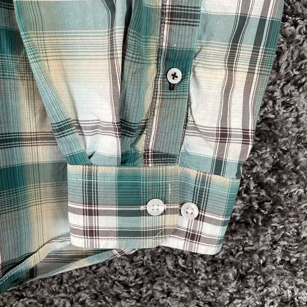 Vintage Cinch Mens Green White Plaid Long Sleeve … - image 3