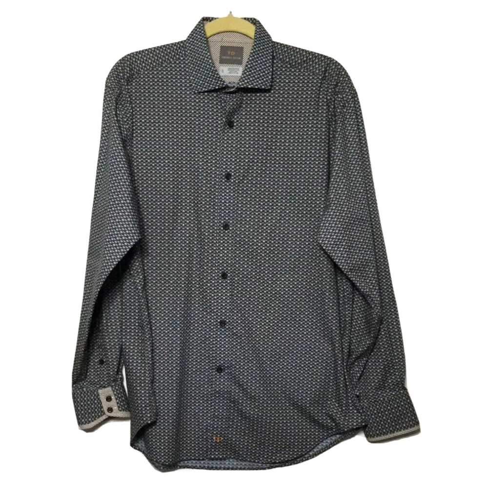 Vintage THOMAS DEAN Men's Size L Brown Blue Geome… - image 1