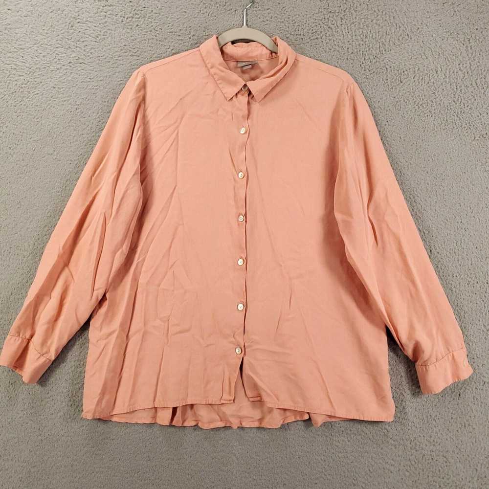 Vintage J Jill Silk Blouse Womens Large Peach Pin… - image 1