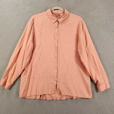 Vintage J Jill Silk Blouse Womens Large Peach Pin… - image 1