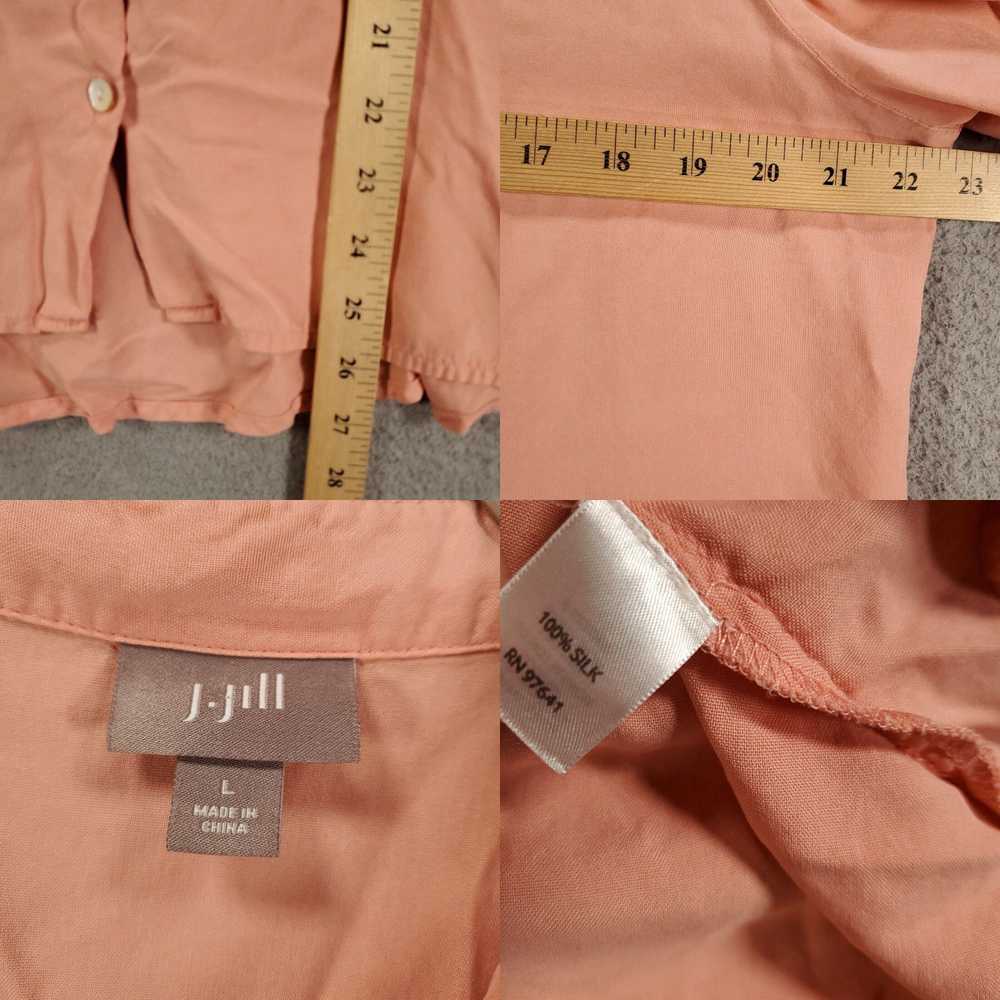 Vintage J Jill Silk Blouse Womens Large Peach Pin… - image 4