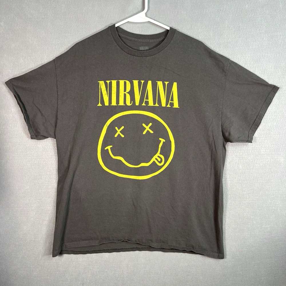 Vintage Nirvana Smiley Face Band Tour Promo T Shi… - image 1