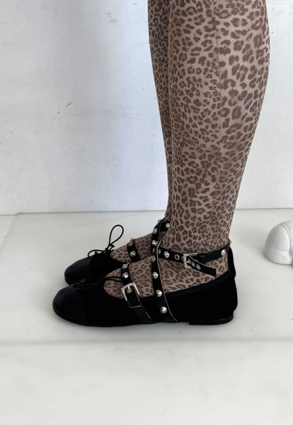 Vintage Y2K cute studded ballet flats in gothic b… - image 2