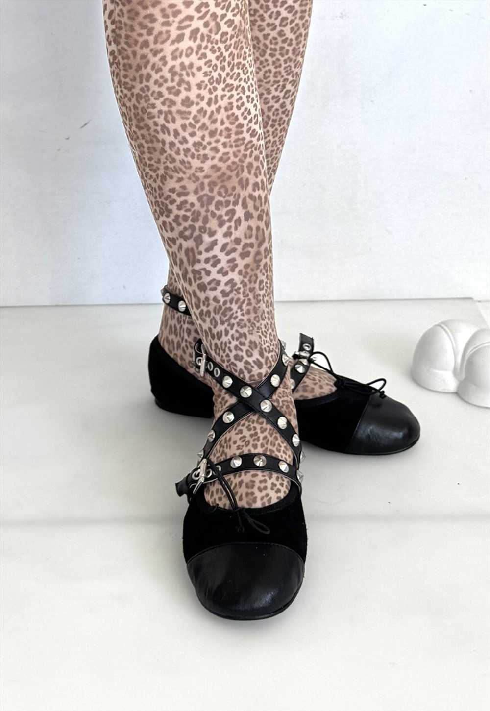 Vintage Y2K cute studded ballet flats in gothic b… - image 4