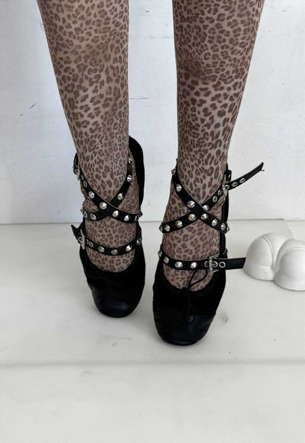 Vintage Y2K cute studded ballet flats in gothic b… - image 5