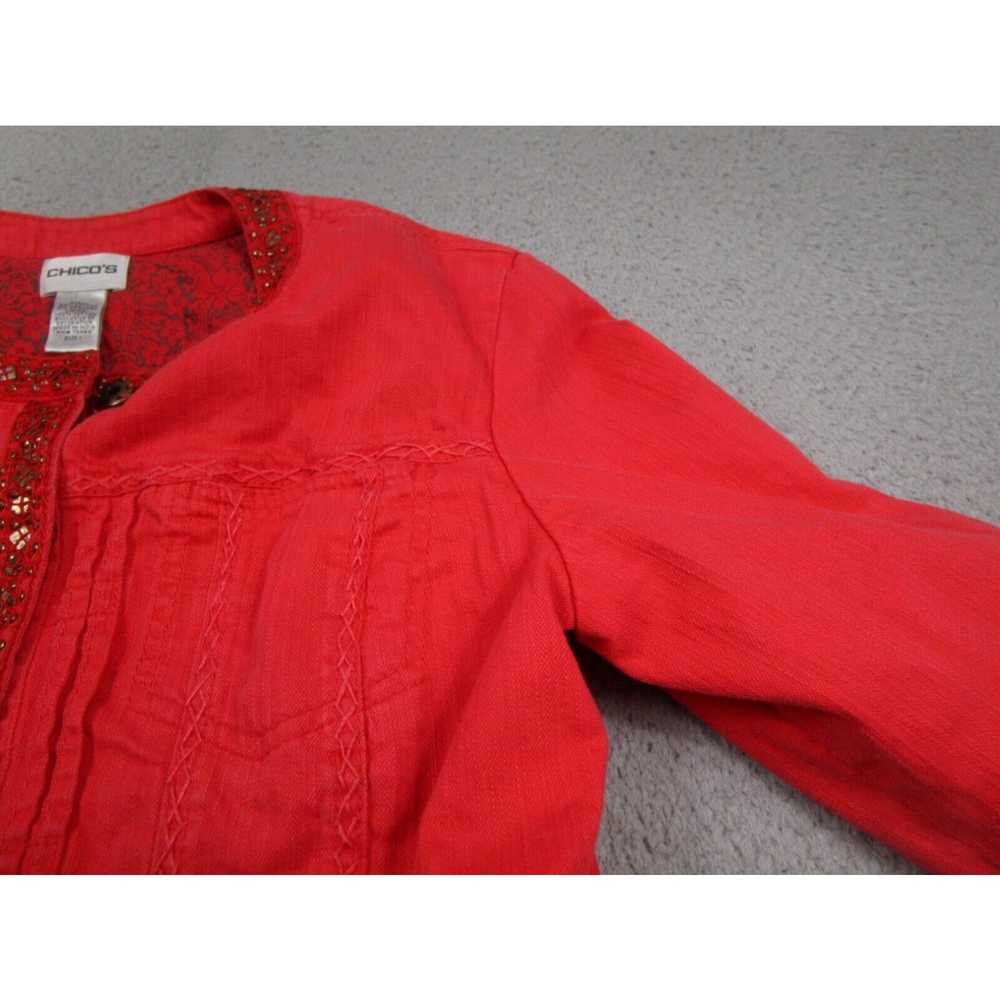 Vintage Chicos Top Womens 1 Medium Red Button Up … - image 2