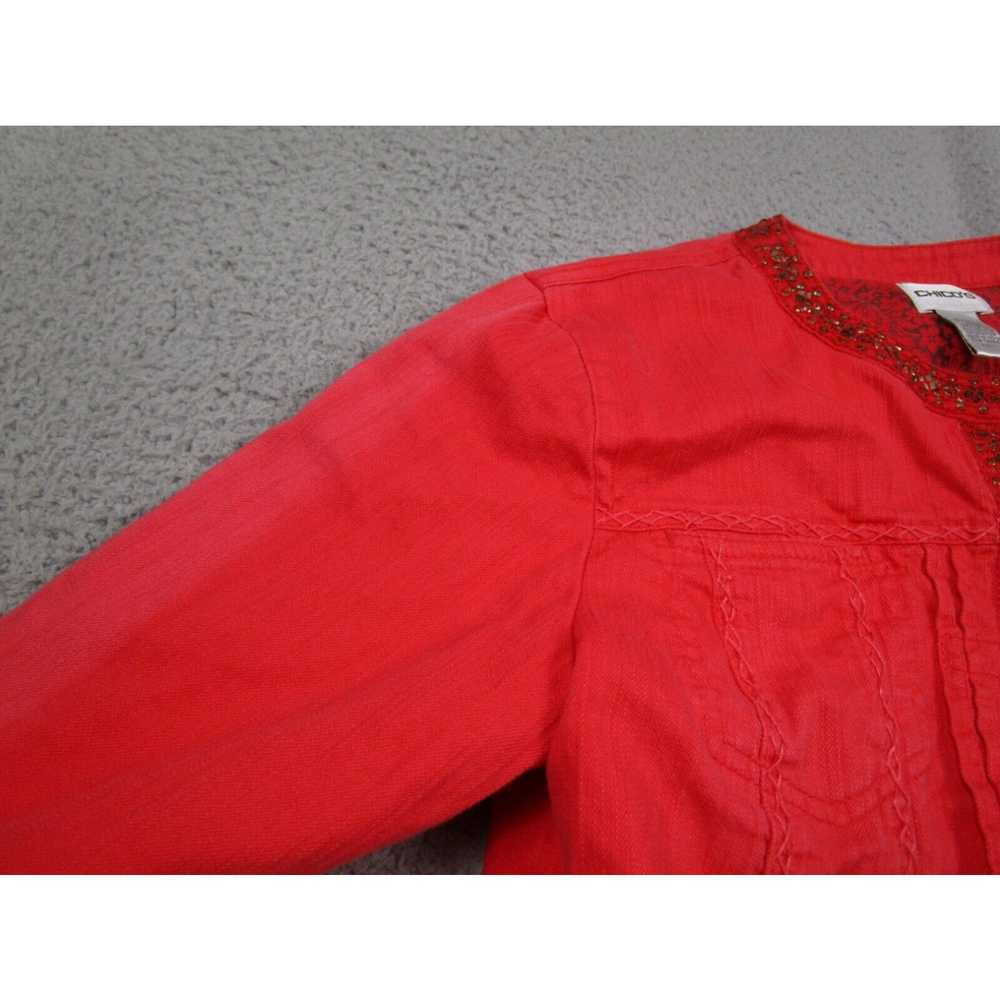 Vintage Chicos Top Womens 1 Medium Red Button Up … - image 3