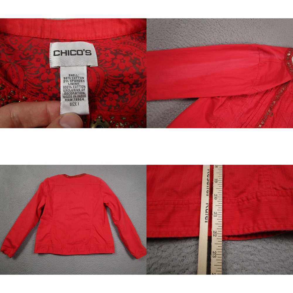 Vintage Chicos Top Womens 1 Medium Red Button Up … - image 4