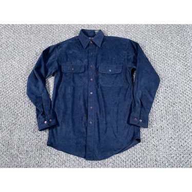 Vintage Retro Velour Shirt Adult Small Dark Blue K