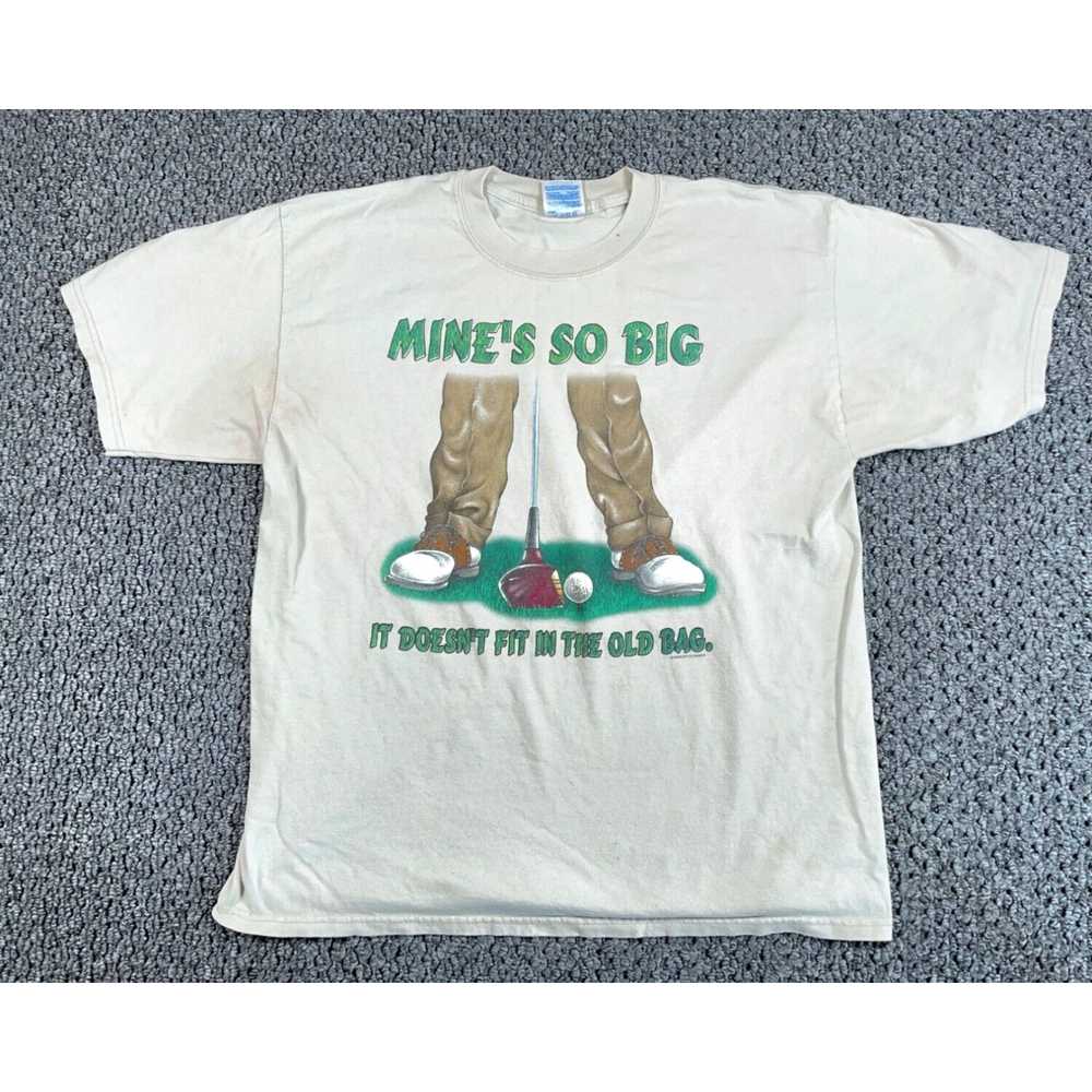 Gildan VTG Golf Humor T-Shirt Adult XL Beige Mine… - image 1