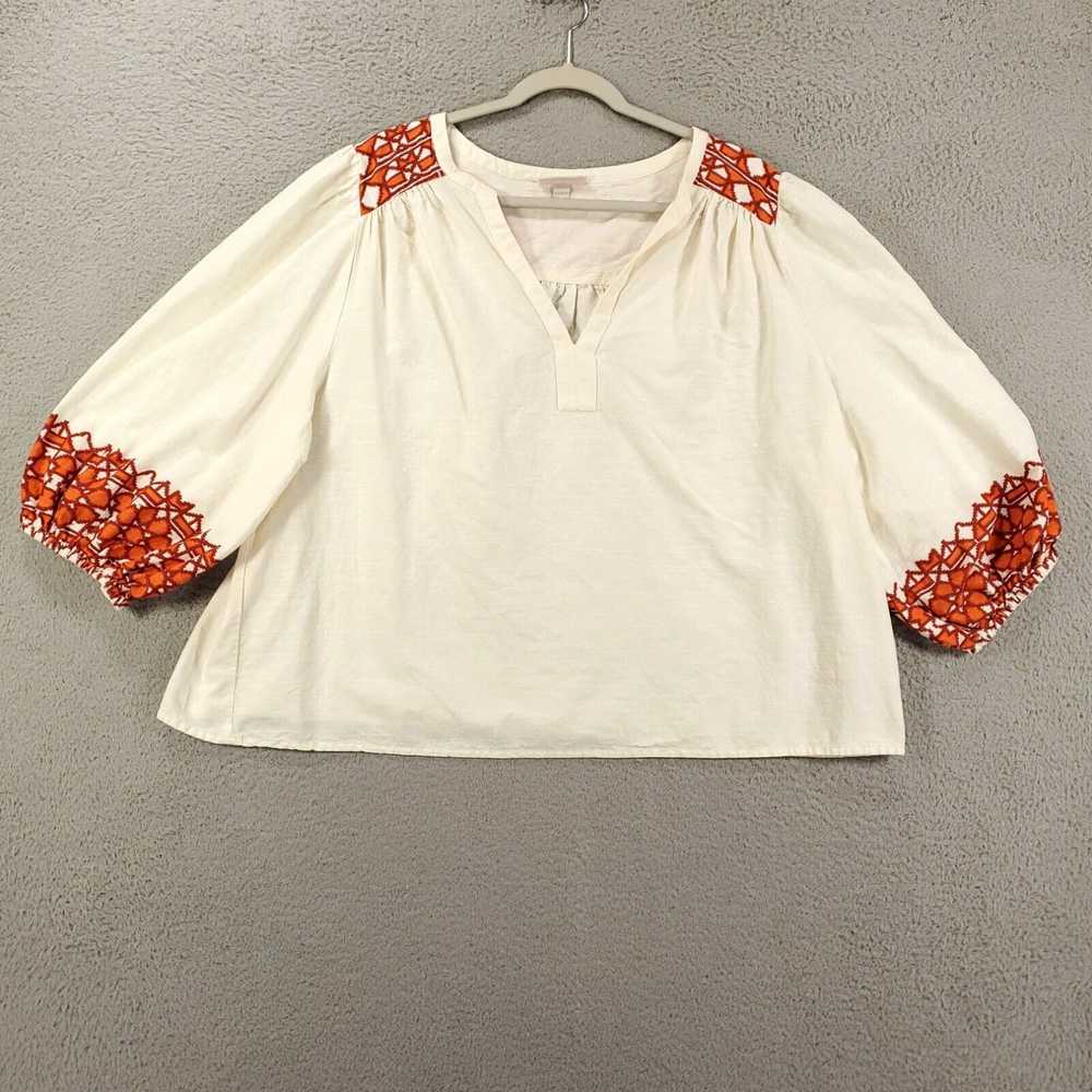 Vintage Knox Rose Blouse Womens 2XL Ivory Orange … - image 1