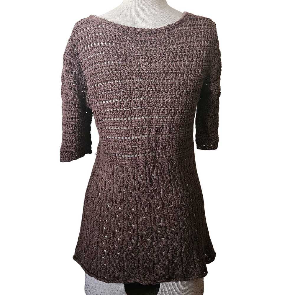 Nine West Brown Short Sleeve Cardigan Sweater Siz… - image 3