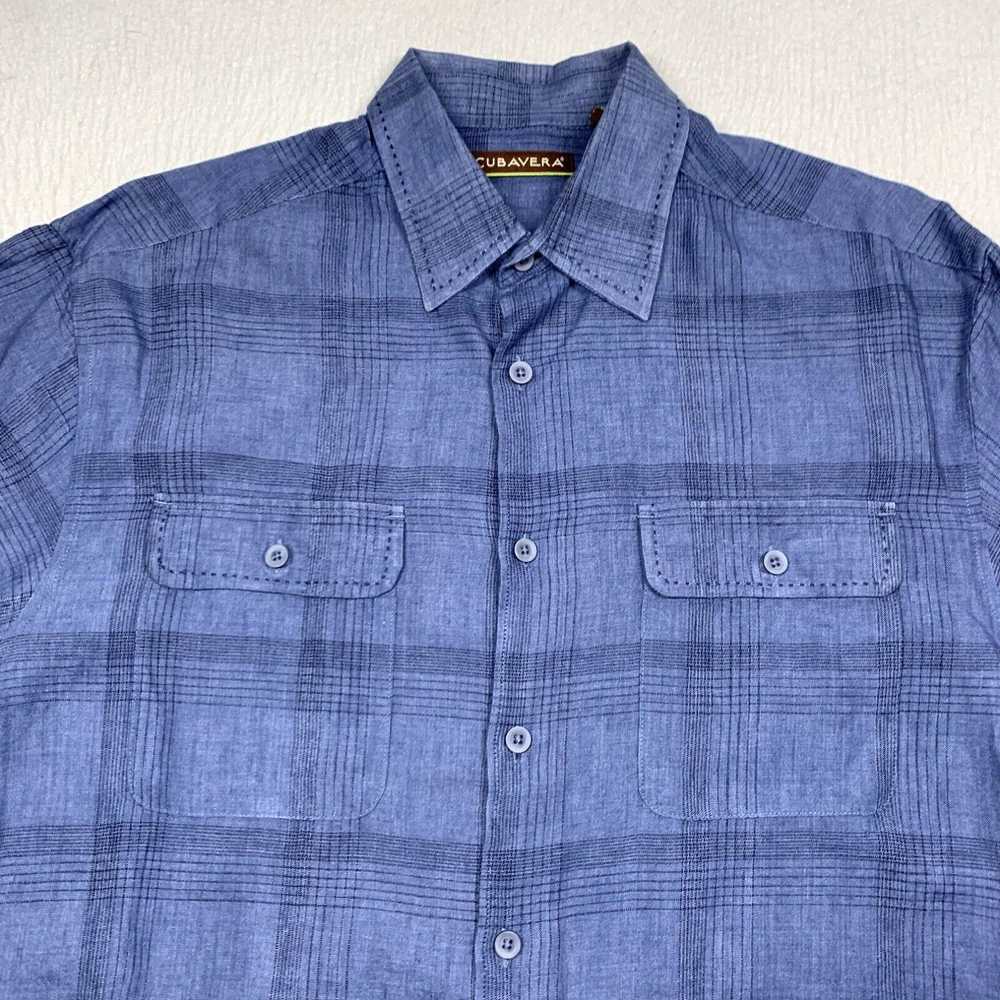 Cubavera Cubavera Linen Shirt Mens Large Blue Pla… - image 2