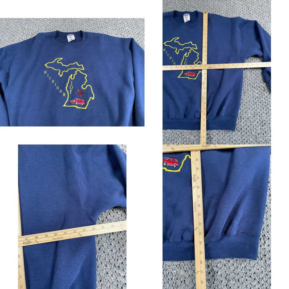 Jerzees VTG Michigan Embroidered Map Sweatshirt A… - image 4