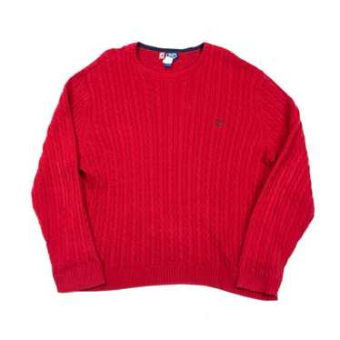 Chaps VTG 90s Red Cable Knit Pullover Sweater Adu… - image 1