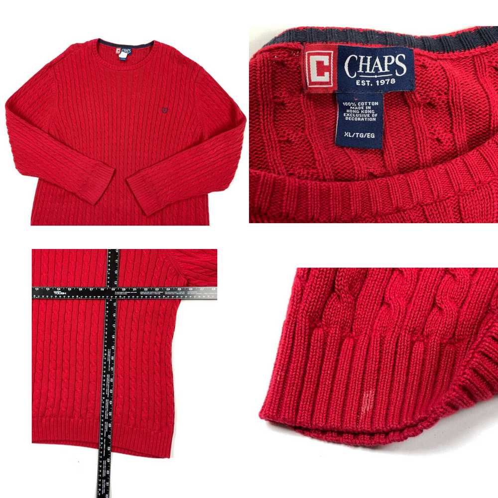 Chaps VTG 90s Red Cable Knit Pullover Sweater Adu… - image 4