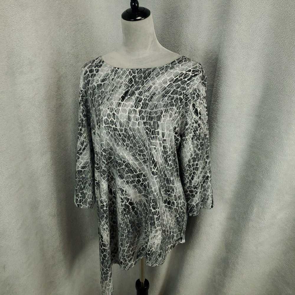 Vintage Chicos 2 Blouse Womens Large Silver Artsy… - image 1