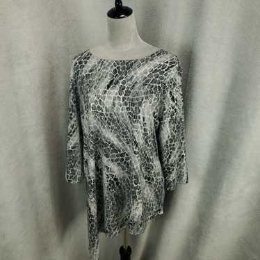 Vintage Chicos 2 Blouse Womens Large Silver Artsy… - image 1