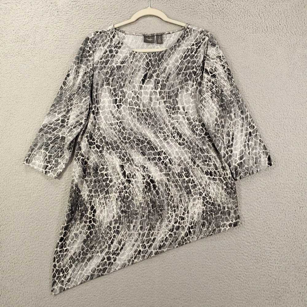 Vintage Chicos 2 Blouse Womens Large Silver Artsy… - image 2