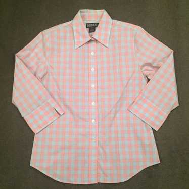 Vintage Lands End Shirt Womens Size 6 Pink Blue P… - image 1