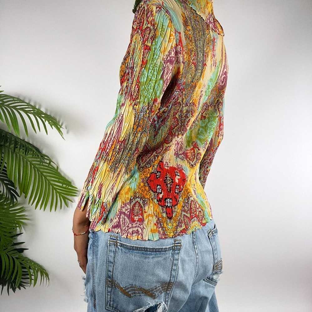 Vintage Y2K Multicolor Floral Paisley Boho Long S… - image 3