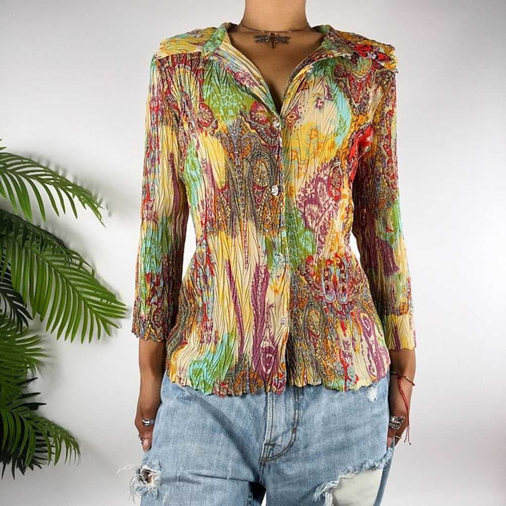 Vintage Y2K Multicolor Floral Paisley Boho Long S… - image 4