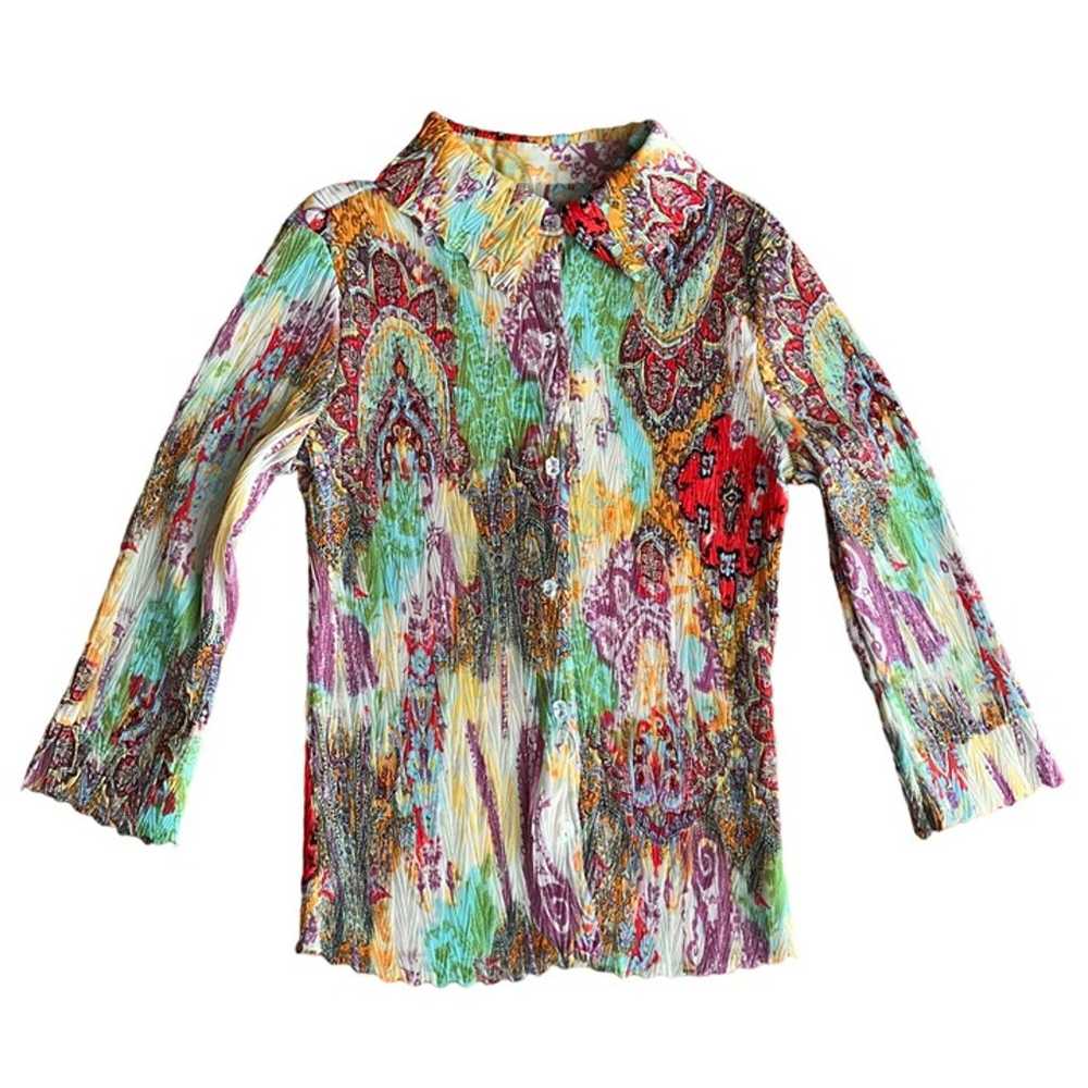 Vintage Y2K Multicolor Floral Paisley Boho Long S… - image 5