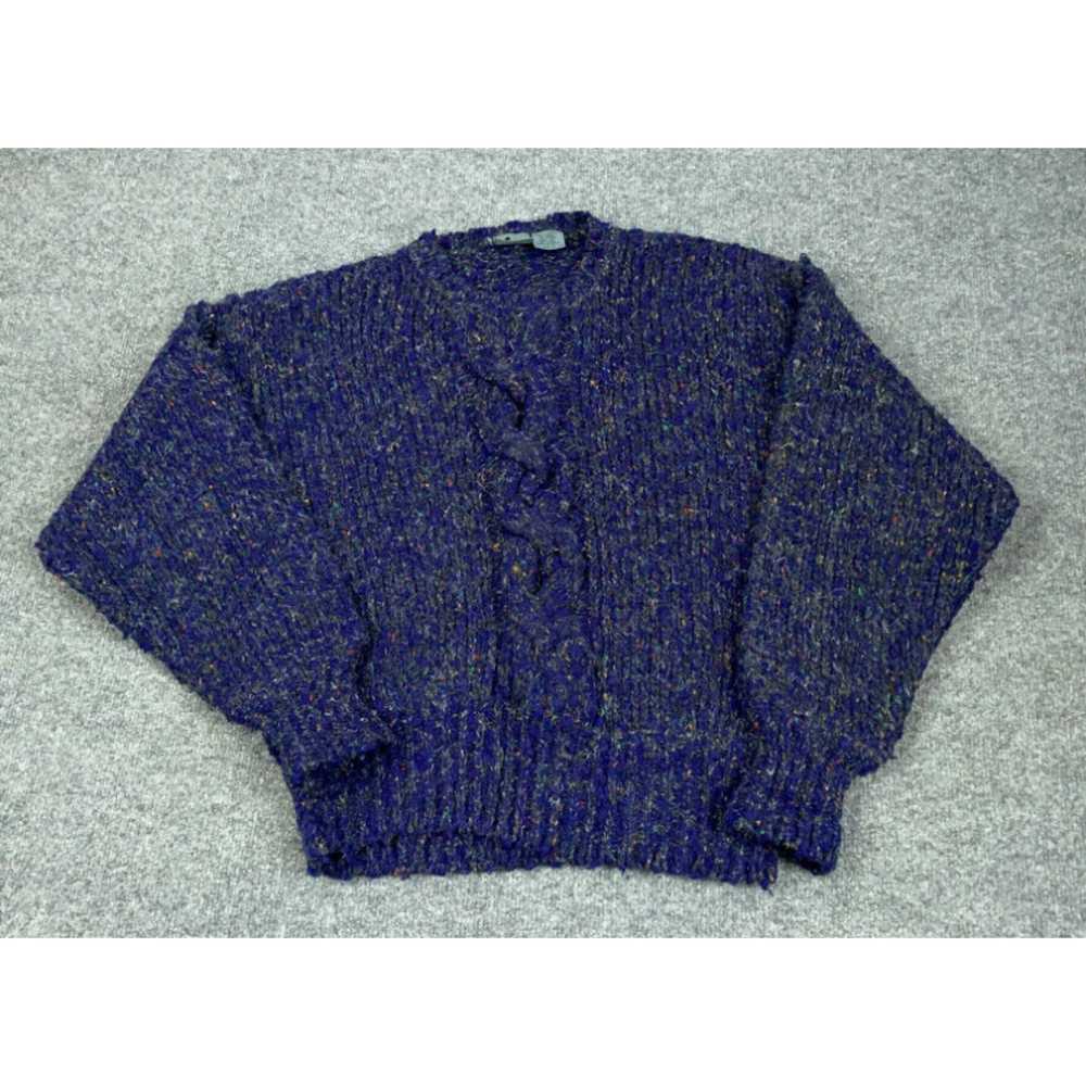 Vintage VTG 90s Purple Heavy Chunky Knit Sweater … - image 1