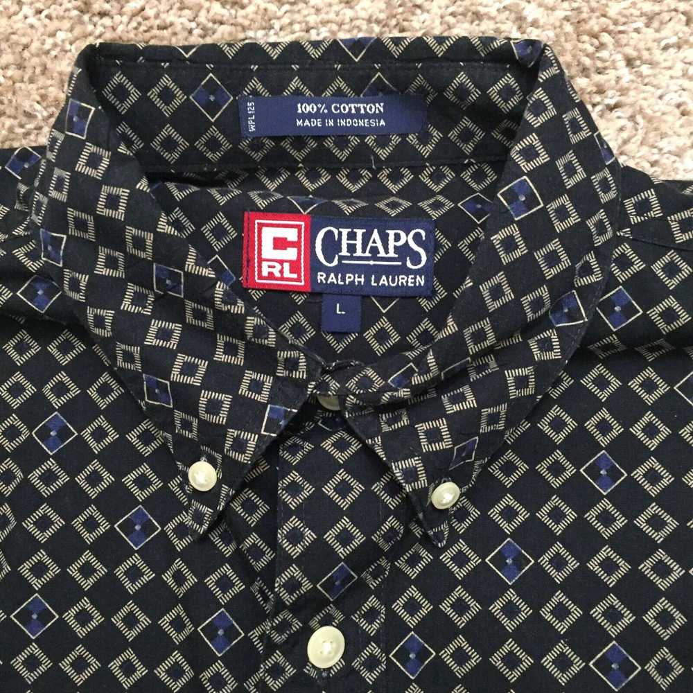 Chaps Chaps Shirt Mens Large Black Blue Geometric… - image 2