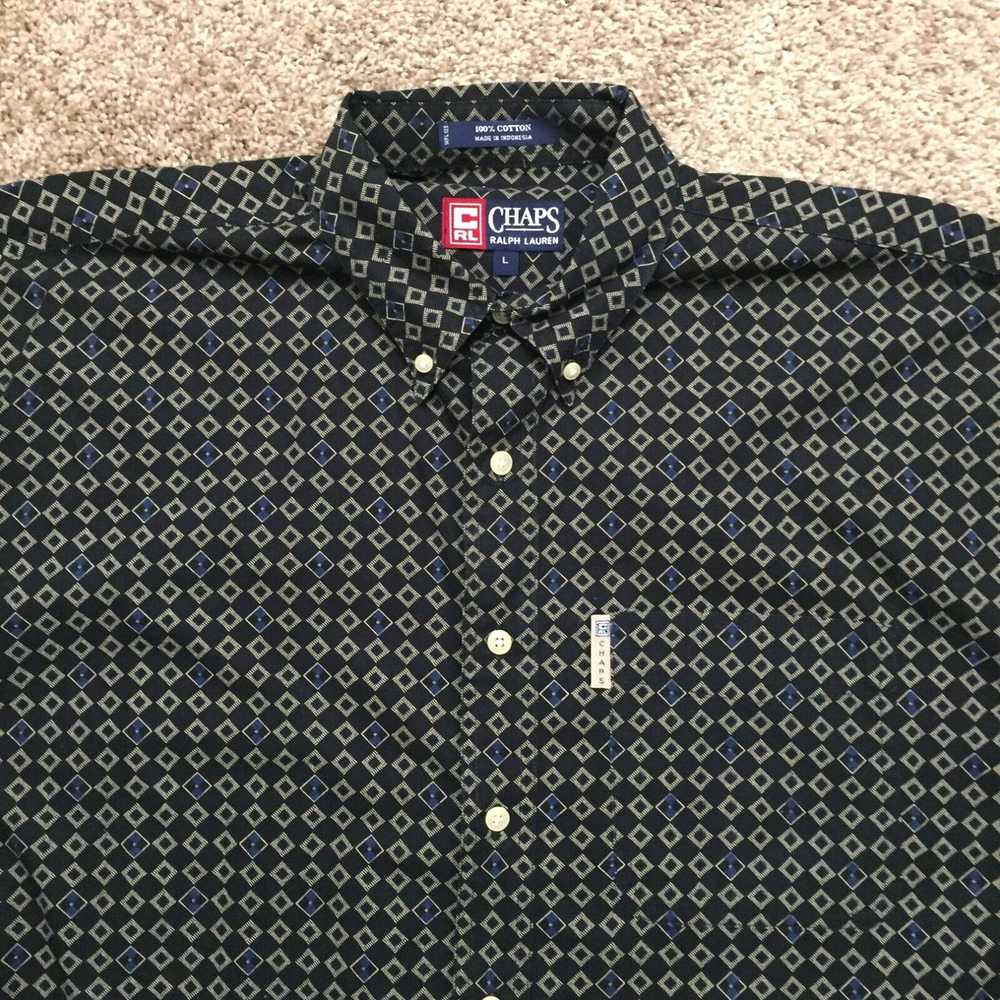 Chaps Chaps Shirt Mens Large Black Blue Geometric… - image 3