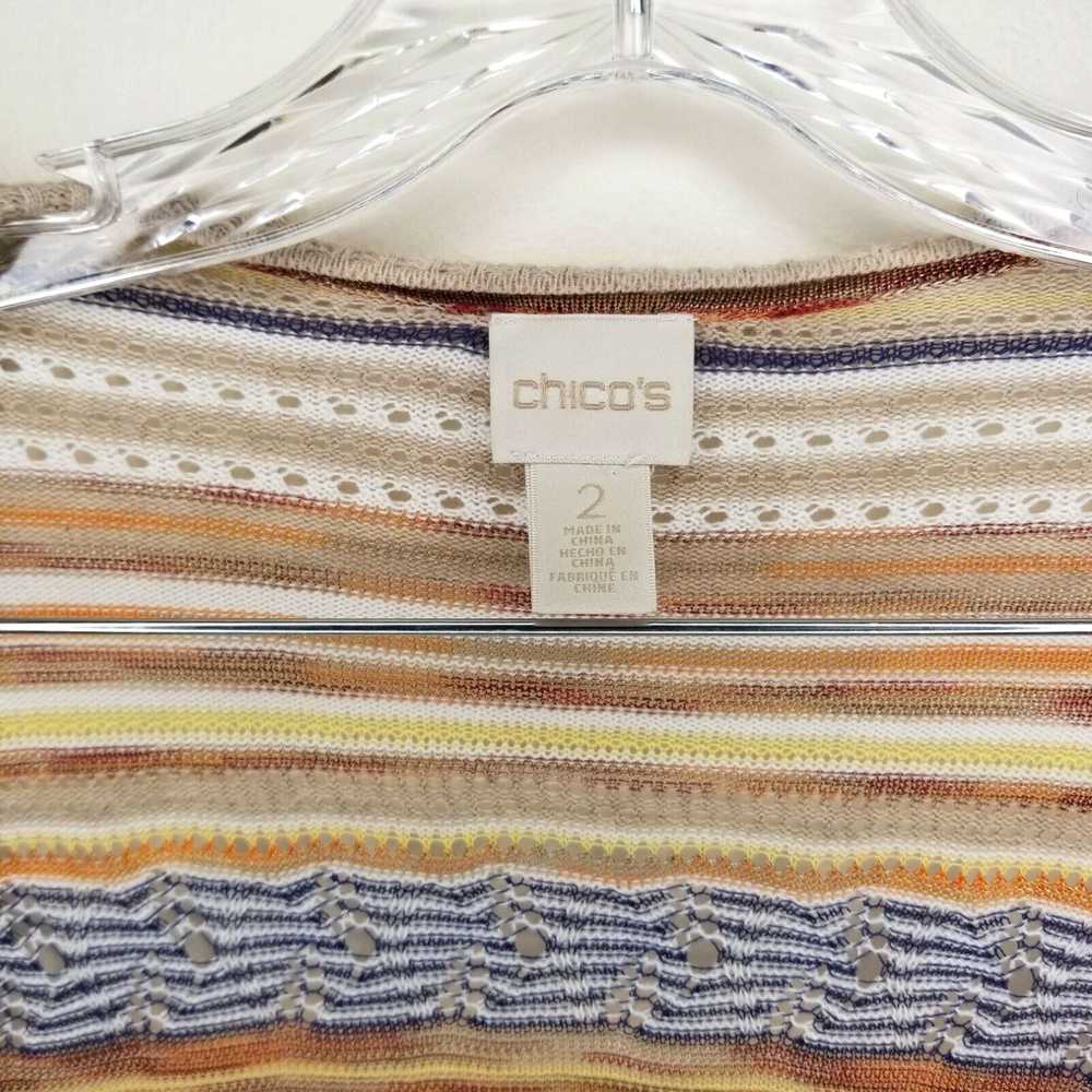 Vintage Chicos Womens Beige 3/4 Sleeve Striped Ca… - image 3