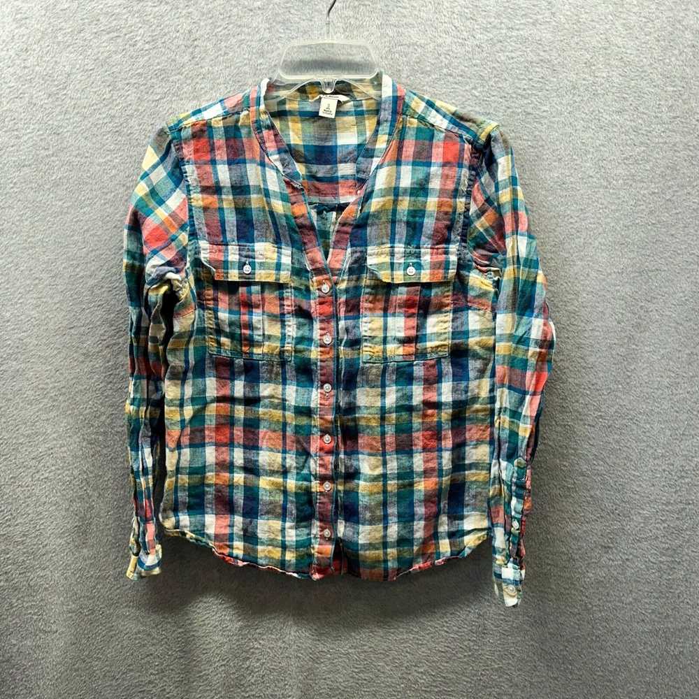 Vintage LL Bean Shirt Womens Small Blue 100% Line… - image 1