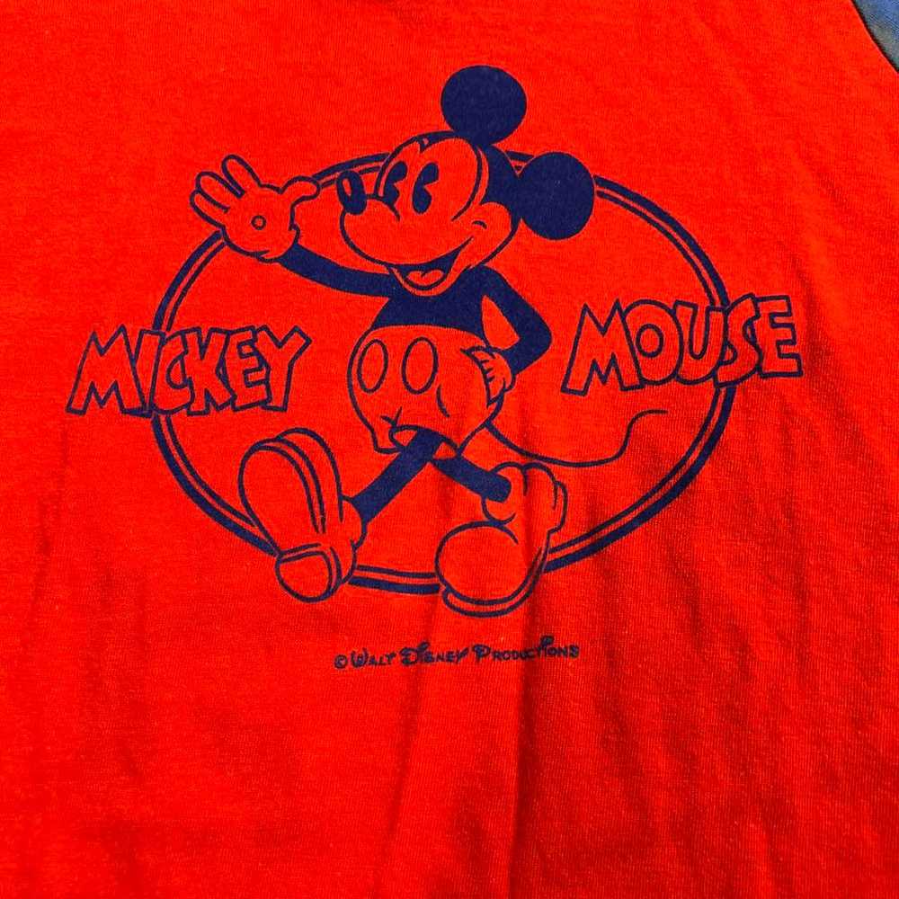 80s Tokyo Disneyland Mickey Mouse Flock Print T-s… - image 2