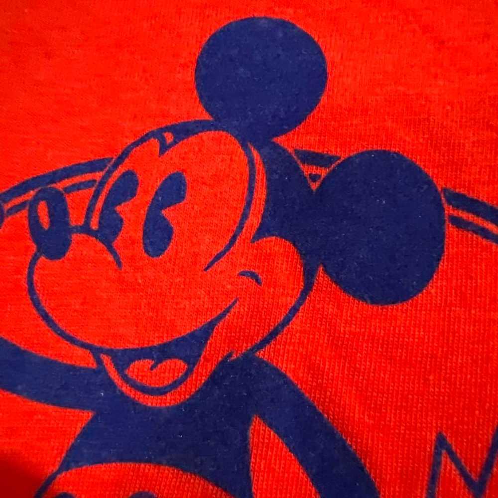 80s Tokyo Disneyland Mickey Mouse Flock Print T-s… - image 3