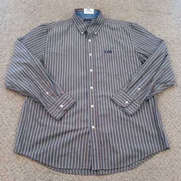 Chaps Chaps Shirt Mens Large Gray Blue Striped Lo… - image 1