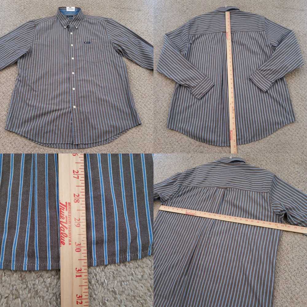 Chaps Chaps Shirt Mens Large Gray Blue Striped Lo… - image 4