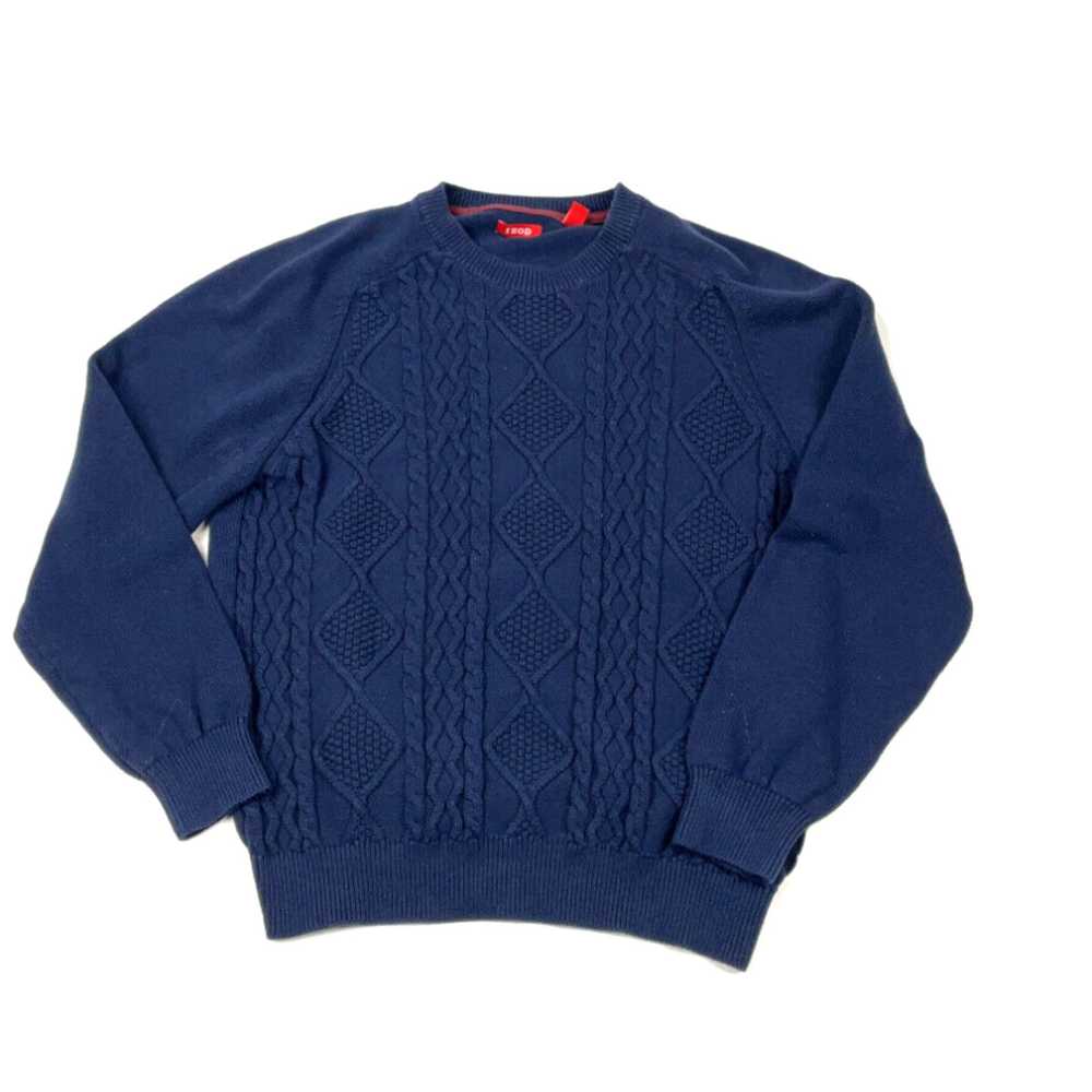 Izod Preppy Dark Blue Cable Knit Heavyweight Swea… - image 1