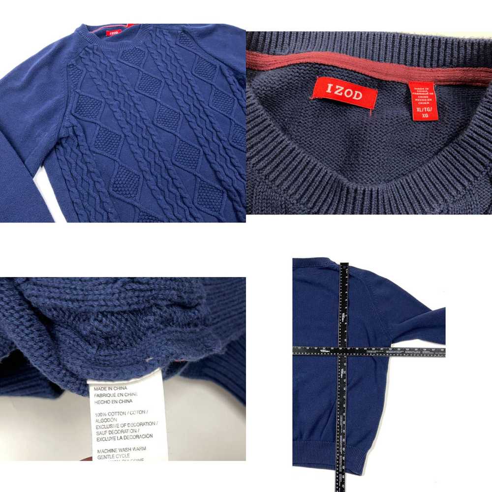 Izod Preppy Dark Blue Cable Knit Heavyweight Swea… - image 4