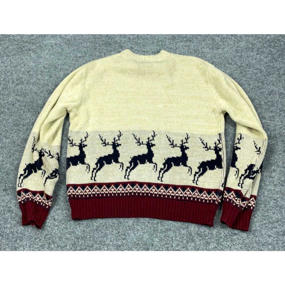 Vintage VTG 80s Steep Slopes Beige Red Reindeer P… - image 2