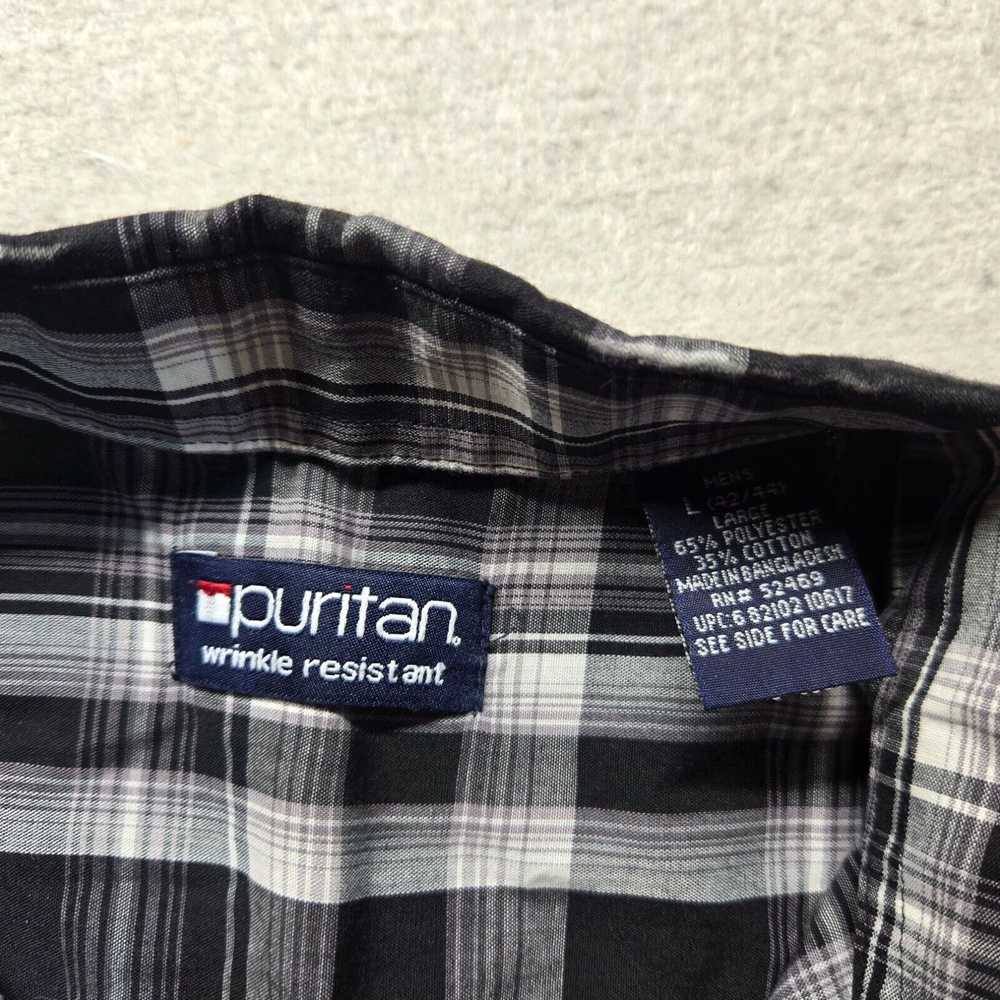 Vintage Puritan Black White Checks Plaid Button U… - image 3