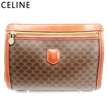 Celine Clutch Bag Second Macadam Brown Pvc Leathe… - image 1