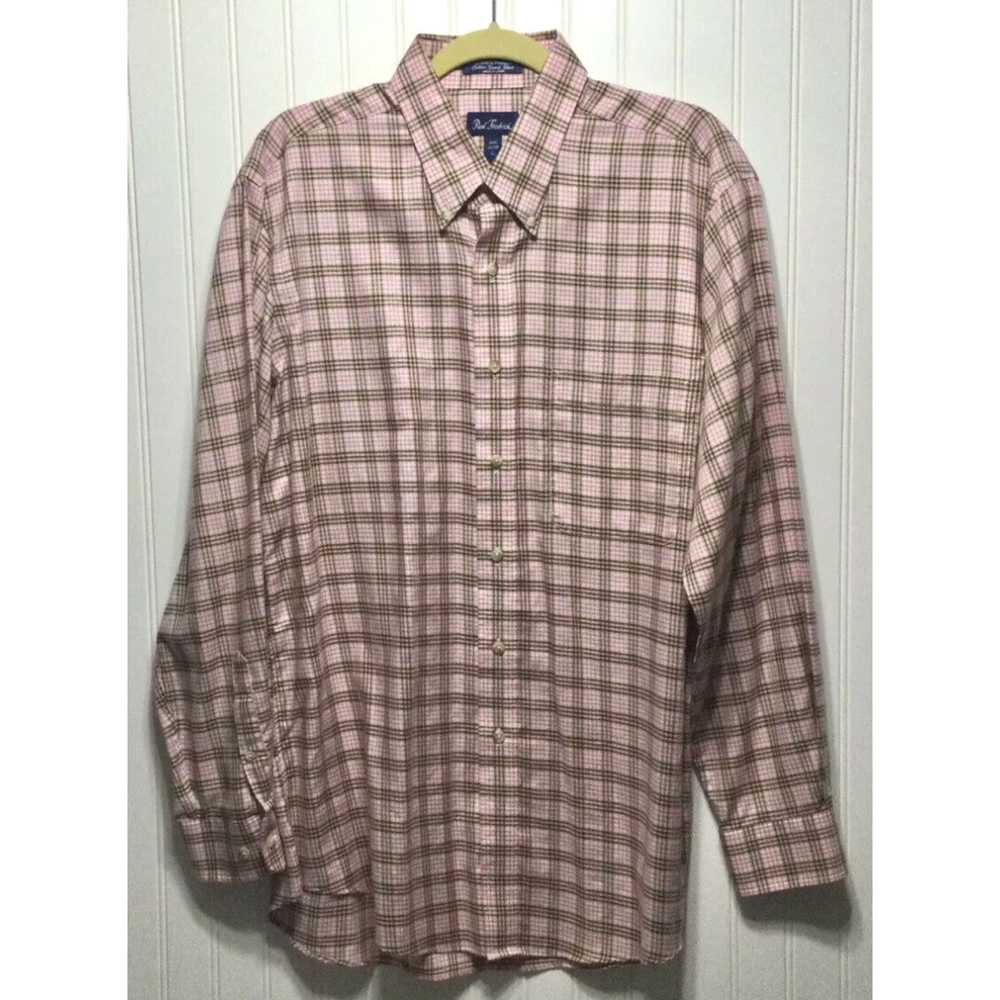 Vintage PAUL FREDRICK Mens Large check button dow… - image 1