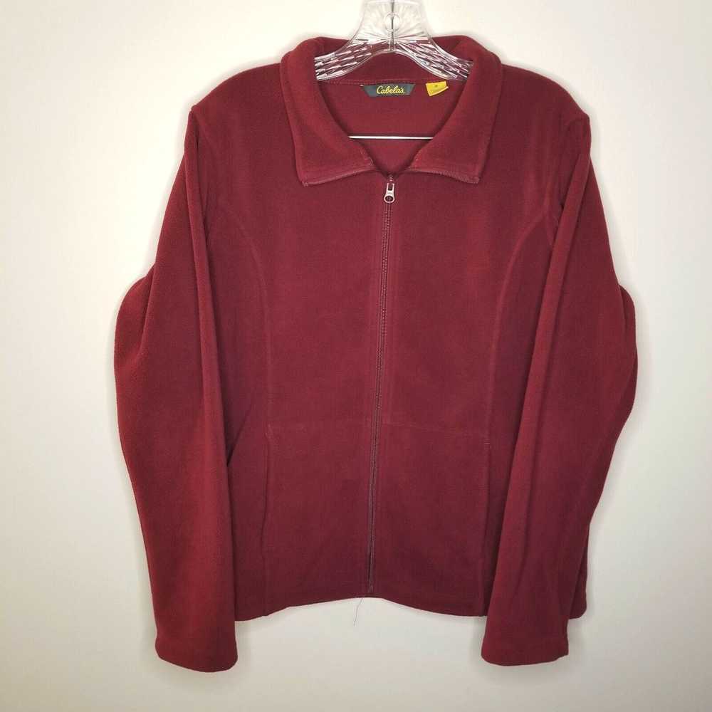 Vintage Cabelas Womens Red Full Zip Sweater Size M - image 1