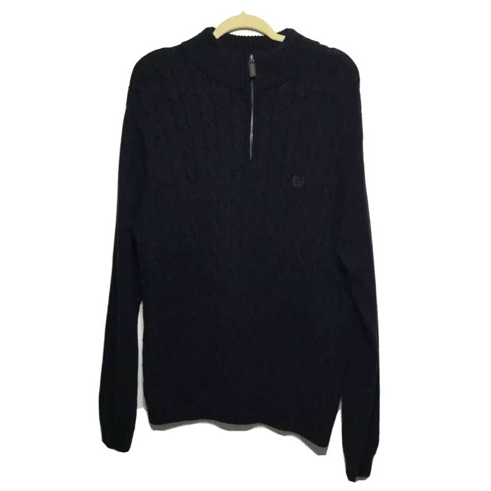 Chaps CHAPS Men’s Large Navy Blue Cable Knit 1/4 … - image 2