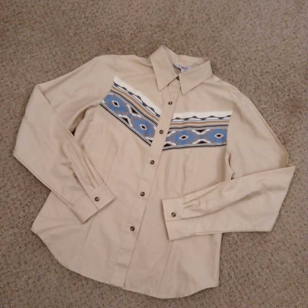 Roper Roper Shirt Womens Medium Beige Blue Native… - image 2